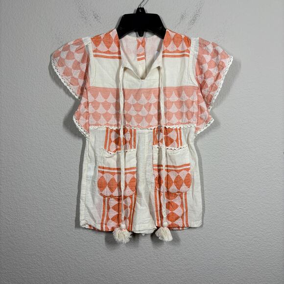 Pearl and Caviar Baby Girl Size 2/4 Apricot Zakar Romper Orange Tassel - Picture 2 of 13